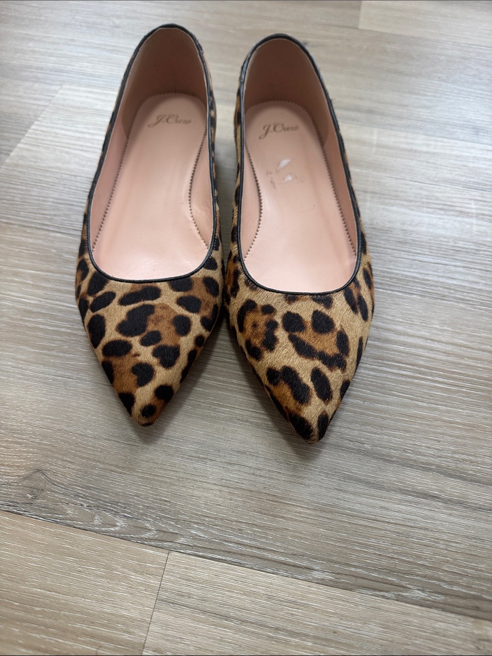 J. Crew Leopard Print Pointed Toe Flats in Brown and Black - Picture 2 of 7